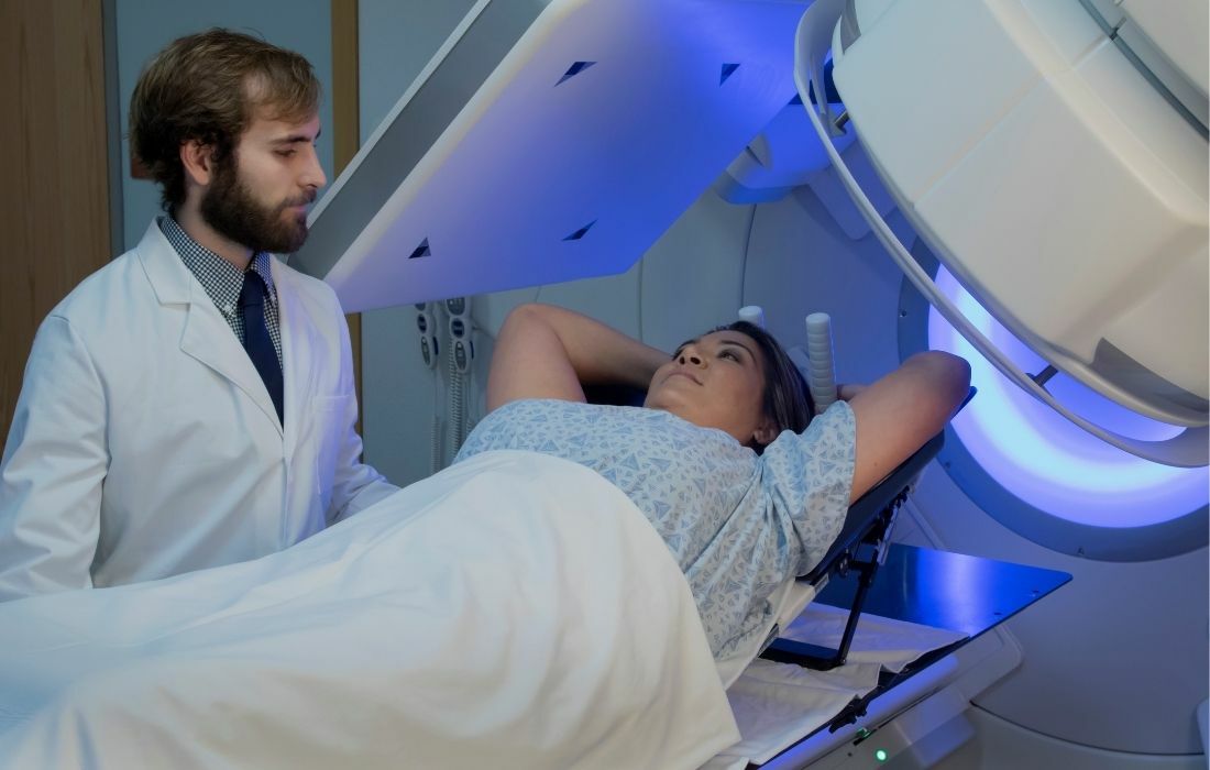 breast cancer patient undergoing radiation therapy